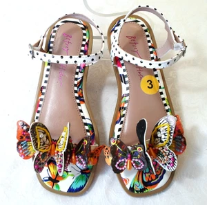 Betsey Johnson Dacie Buffer Fly Sandals Multicolored Beaded Size Girl's 3 - Picture 1 of 8