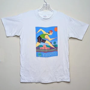 Camisa mediana vintage de una sola puntada mediana del maratón de Los Ángeles 1991 LA Mercedes Benz - Imagen 1 de 7