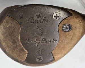 Vintage Burke Golf Club #3 Wood Rare Color heads Mens RH Shaft Leather Grip - Picture 1 of 15
