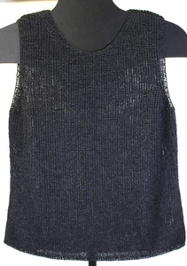 Womens Sigrid Olsen Sleeveless Loose Knit Sweater Top Sz L Coastal Classic Black - Picture 1 of 12