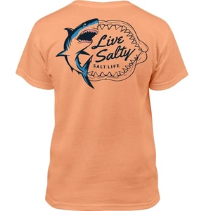 New Salt Life Sharky Tee Orange Youth Fish M Live Salty Saltlife - Picture 1 of 2