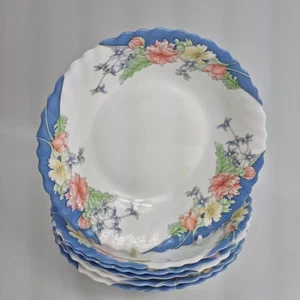 Vintage set of 6 Arcopal Florine Bowls / Dishes 18cm diameter Scalloped edge - Picture 1 of 7
