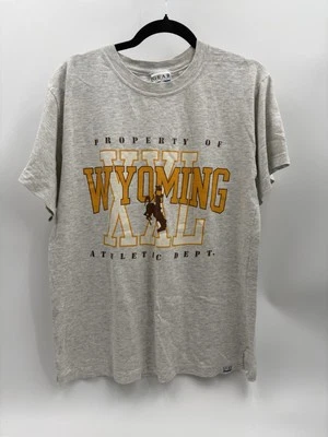 Camiseta mediana gris vintage de vaqueros de la Universidad de Wyoming para deportes para hombre Foto 1 de 4