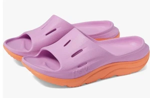 HOKA BIG KIDS/JUVENTUD ORA DIAPOSITIVA DE RECUPERACIÓN 3 PULGADAS CICLAMEN/NARANJA FALSO TALLA 7 NUEVO CON ETIQUETAS - Imagen 1 de 7