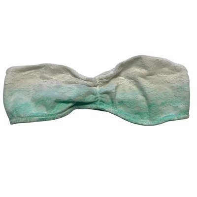 Sujetador sin tirantes Victorias Secret verde crema encaje bandeau mujer degradado medio Foto 1 de 4