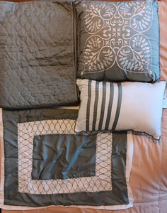 Bedding Set Twin Coverlet 66x88" Sham 21x27" Oblong 12x18" Square Pillow 18" Lot - Picture 1 of 15