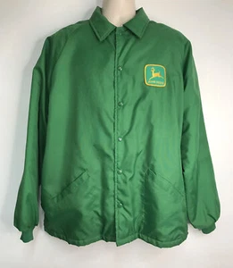 VTG Swingster John Deere Collector Mens Green Nylon USA Made Snap Up Jacket XL - Picture 1 of 11