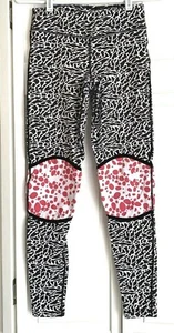Lilybod Black And White Leggings With Pink Reinforced Knees, Size Small - Picture 1 of 6