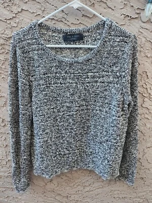 Suéter Rag & Bone Manga Larga Pullover Tejido Camisa Negro Blanco Gris Algodón Talla M Foto 1 de 4
