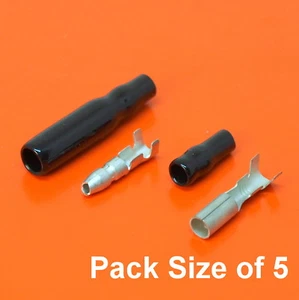 Lucas Style 3.9mm Tin Bullet Connectors Motorcycle Wiring & Black Covers x 5 - Picture 1 of 5