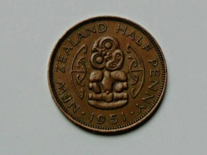 New Zealand 1951 HALF PENNY (1/2d) Coin with King George VI - Picture 1 of 2