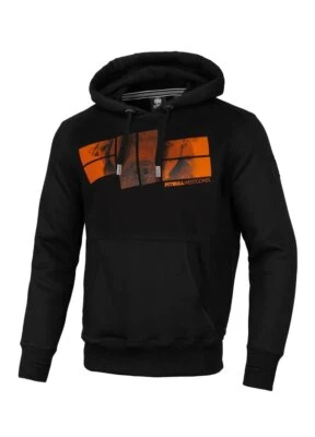 Sweat à capuche en coton éponge PitBull pour hommes HOODED ORANGE LOGO Noir - Photo 1/4