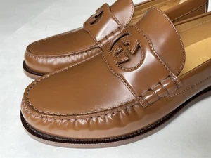 GUCCI Brown Leather GG Interlocking Medallion Penny Loafer Sz 9 G, US 9.5 $850 - Picture 1 of 12
