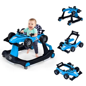 Babyjoy Baby Foldable Activity Push Walker 4-in-1 WalkerAdjustable Height Blue - Picture 1 of 8