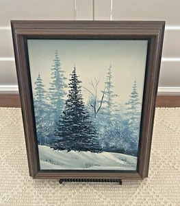 Vintage Framed Painting Signed Marzita Loveland Pine Trees Nature Snow 1984 - Picture 1 of 15