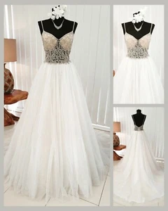 Wedding dress size 12, ivory and champagne gold princess style dress - Picture 1 of 1