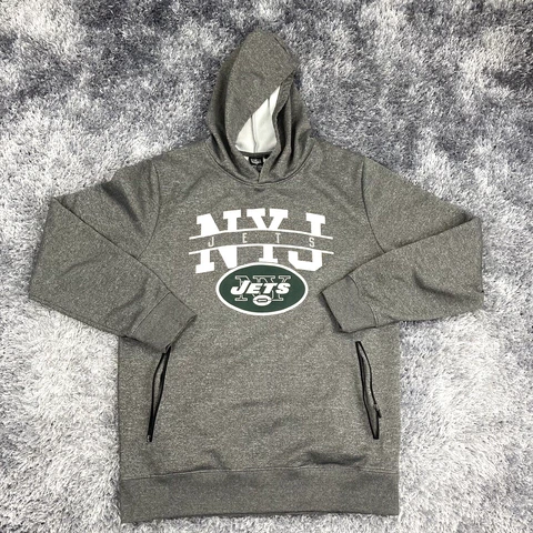 New York Jets Sweater Mens Large Gray NFL Team Football Pullover Hoodie Adult * Cover