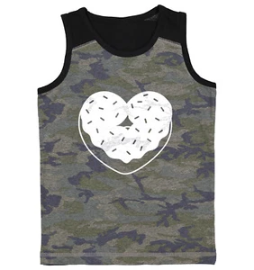 Heart Shaped Donut - Snack Sweet Desserts Food Lover Youth Contrast Tank Top - Picture 1 of 7