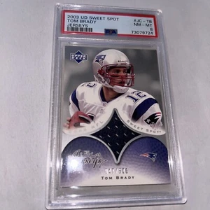 2003 UPPER DECK SWEET SPOT TOM BRADY PATRIOTS GAME USED JERSEY #047/300 PSA 8 - Picture 1 of 14