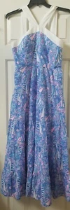 Neu mit Etikett Lilly Pulitzer Jenette Neckholder-Maxikleid Boca-blau It's A Sailabration 10 - Bild 1 von 8