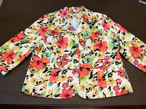 Studio Works Damen XL Blazer mehrfarbig Blumenmuster mit 3/4 Ärmeln, Revers - Bild 1 von 7