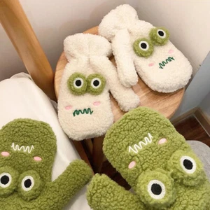 Full Finger Gloves Cute Cartoon Frog Gloves Hanging Neck Velvet Thickening Warm - Picture 1 of 12