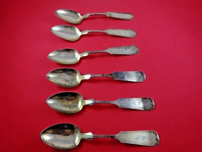 6 Antique Sterling Silver Dessert Spoons by Duhme Co.  (#3938) - Image 1 of 3