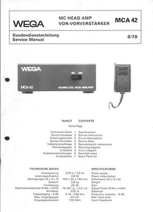 Wega Service Manual für MC Head Amp Vor-Vorverstärker MCA 42 Copy - Picture 1 of 1