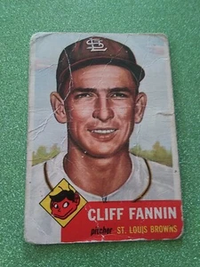 1953 Topps #203 Cliff Fannin St Louis Browns Poor, mit Knicken, kostenloser Versand - Bild 1 von 5