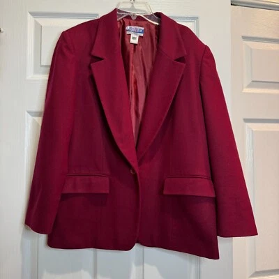 Pendleton Womens Wool Blazer Burgundy One-Button Lined Classic Size 12 Petite - Image 1 of 4