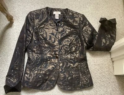 Jaqueta Blazer Covington Tapeçaria Marrom e Preto Forrada com Um Botão Tamanho P - Imagem 1 de 4