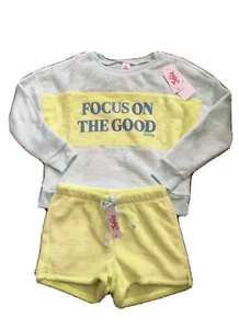  Sleep Justice Sleepwear Shorts Set Reads "Focus On The Good"  Girls Size 6 - Picture 1 of 11