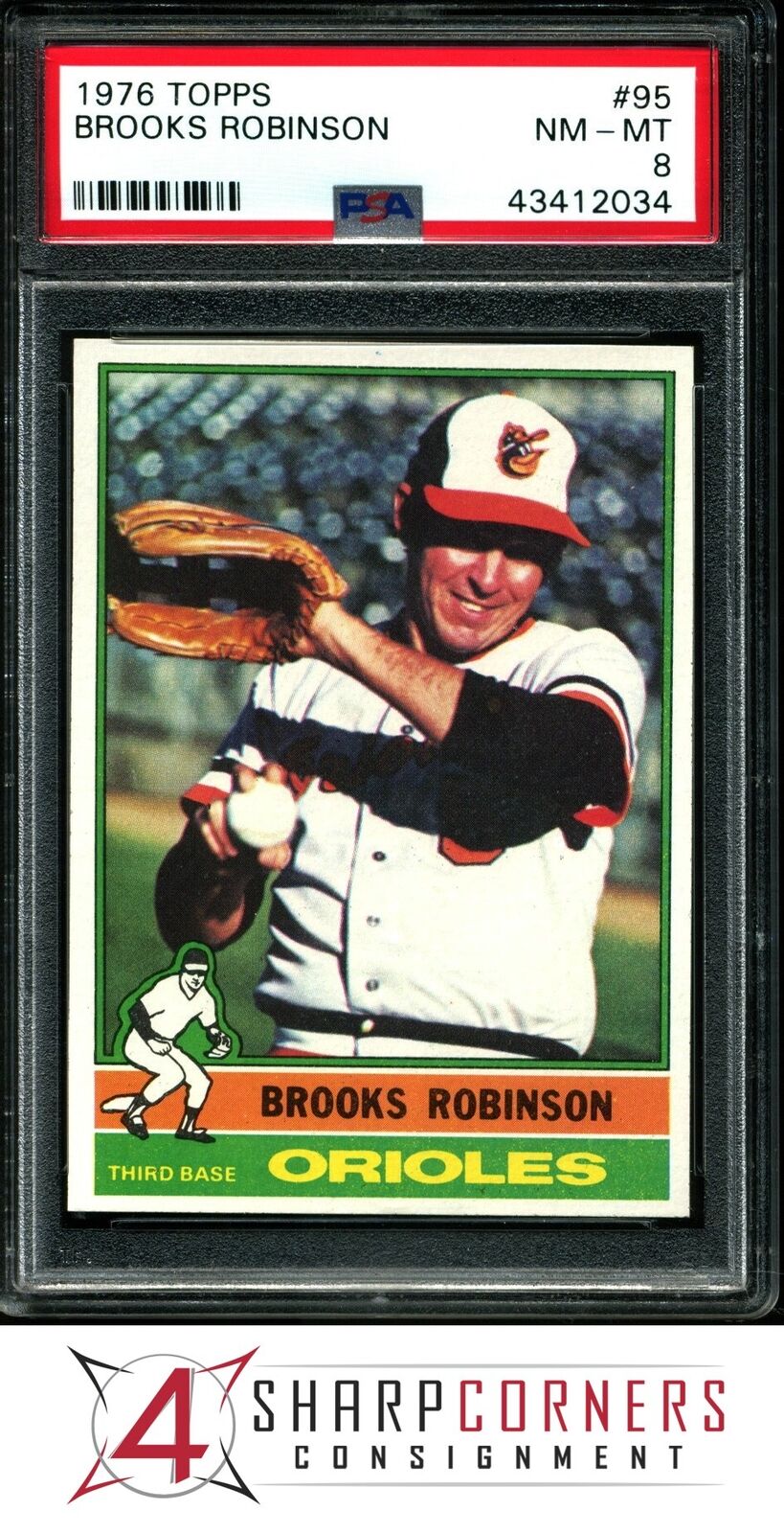 1976 TOPPS #95 BROOKS ROBINSON ORIOLES HOF PSA 8