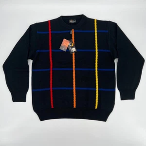 Nuevo con etiquetas Suéter Pullover Massoti Italia Para Hombres Talla M Negro Diseño Multi Cuadros Mezcla de Lana - Imagen 1 de 18