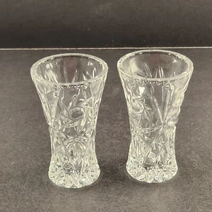 2 Lenox Crystal Bud Vases with Pinwheel Star Pattern Czech Republic 4" Tall - Picture 1 of 7