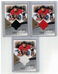 (3) 2003-04 SP GAME-USED MARIAN HOSSA #117 BLACK RED WHITE JERSEY LOT OTTAWA 