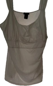 Ann Taylor white ruched tank, size Large - Picture 1 of 3