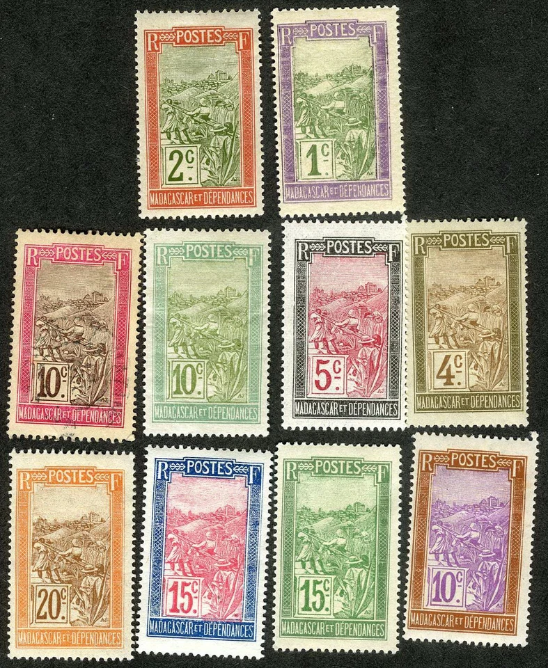 Madagascar 1908 Transportation Sultan's Chair MH (SC# 79-81, 83-85, 88-90) - Image 1 of 1