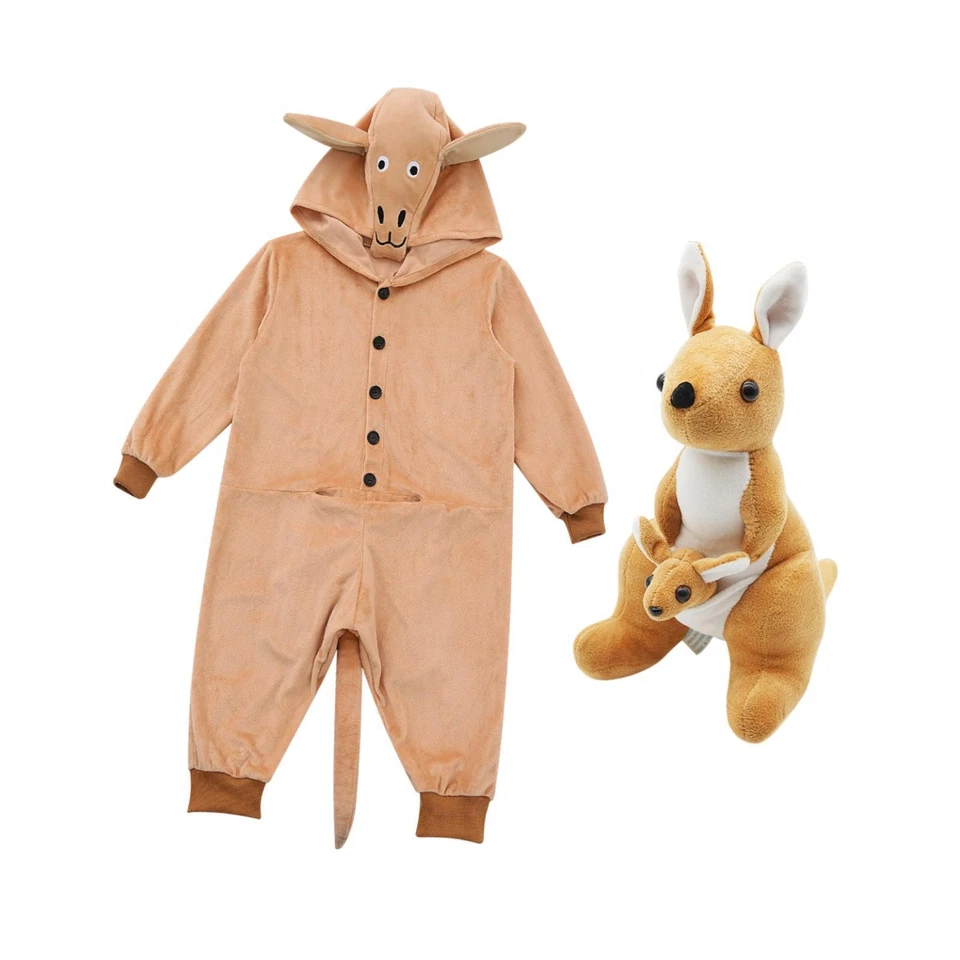 Combinaison à capuche kangourou adorable pour enfants avec peluche pour le - Photo 1/1