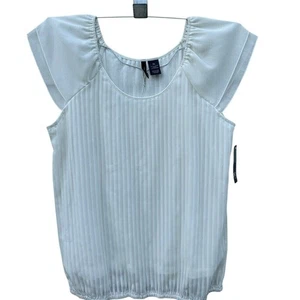 New Directions Ivory Pleated Flutter Sleeve Blouse Top Size XLarge - Picture 1 of 4