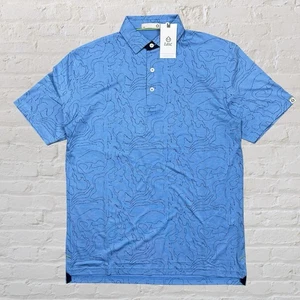 Tasc Performance Cloud Polo Shirt Golf Short Sleeve Blue Topography Men’s Small - Picture 1 of 5
