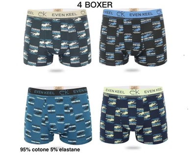Stock 4 BOXER uomo  in cotone elasticizzato multicolori fantasia- mutande uomo - Immagine 1 di 2