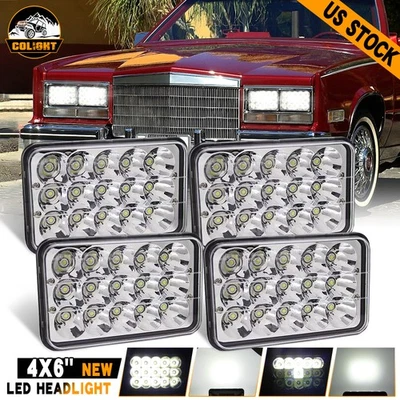 4PCS 4x6" LED Headlights Hi-Lo Beam DOT 180W For Eldorado 1975-1985 Ford Mustang - Image 1 of 4