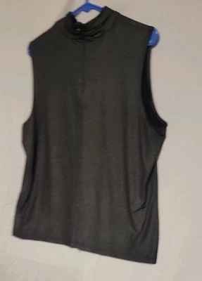 Laura Ashley Mujer 1X Negro Lima Cremallera Cuello Elástico Tejido Camiseta sin Mangas Shell Camisa XL Foto 1 de 2