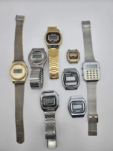 Konvolut 8 Vintage Digital Armbanduhren für Teile oder Reparatur Phasar T.I. Nelsonic - Bild 1 von 9
