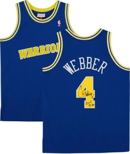 Chris Webber Warriors Signed 1993-1994 Mitchell & Ness Swingman Jersey w/Insc - Picture 1 of 5