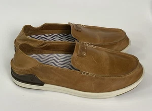 Olukai Kakaha Loafers Brown Tan Leather Casual Slip On Shoes Men’s Size 10.5 - Picture 1 of 7
