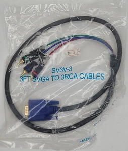 VGA TO 3 RCA Cable Component AV TV Out Adapter Converter PC Video SVGA Cord 6FT - Picture 1 of 5