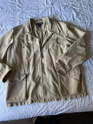 Abrigo Chaqueta J. Peterman Company Caqui Tareas de Granero Lona Caqui XL Bolsillos Grandes Foto 1 de 4