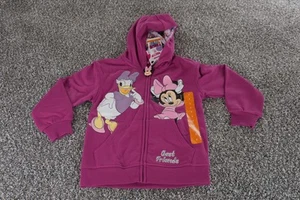 Disney Junior Minnie Mouse Hoodie Girls 7 Daisy Duck Best Friends Zip Jacket - Picture 1 of 9